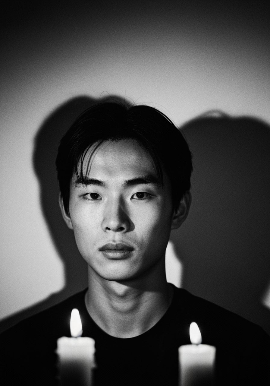 Monochrome Portrait of Man in Dramatic Light