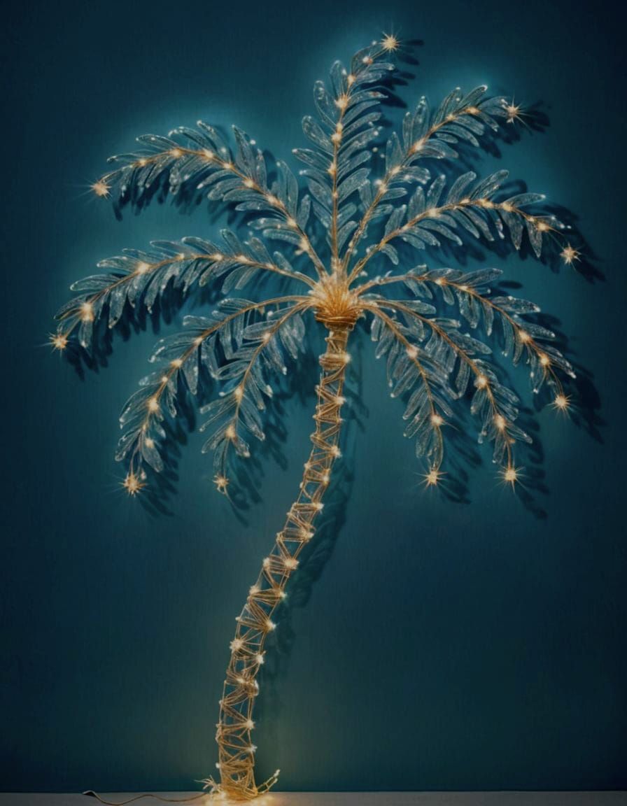 Fairy Light Palm Tree in Ethereal Style