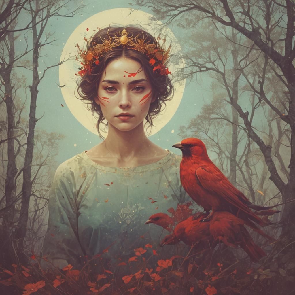 Radiant Sun Queen Screen Print in Mixed Media