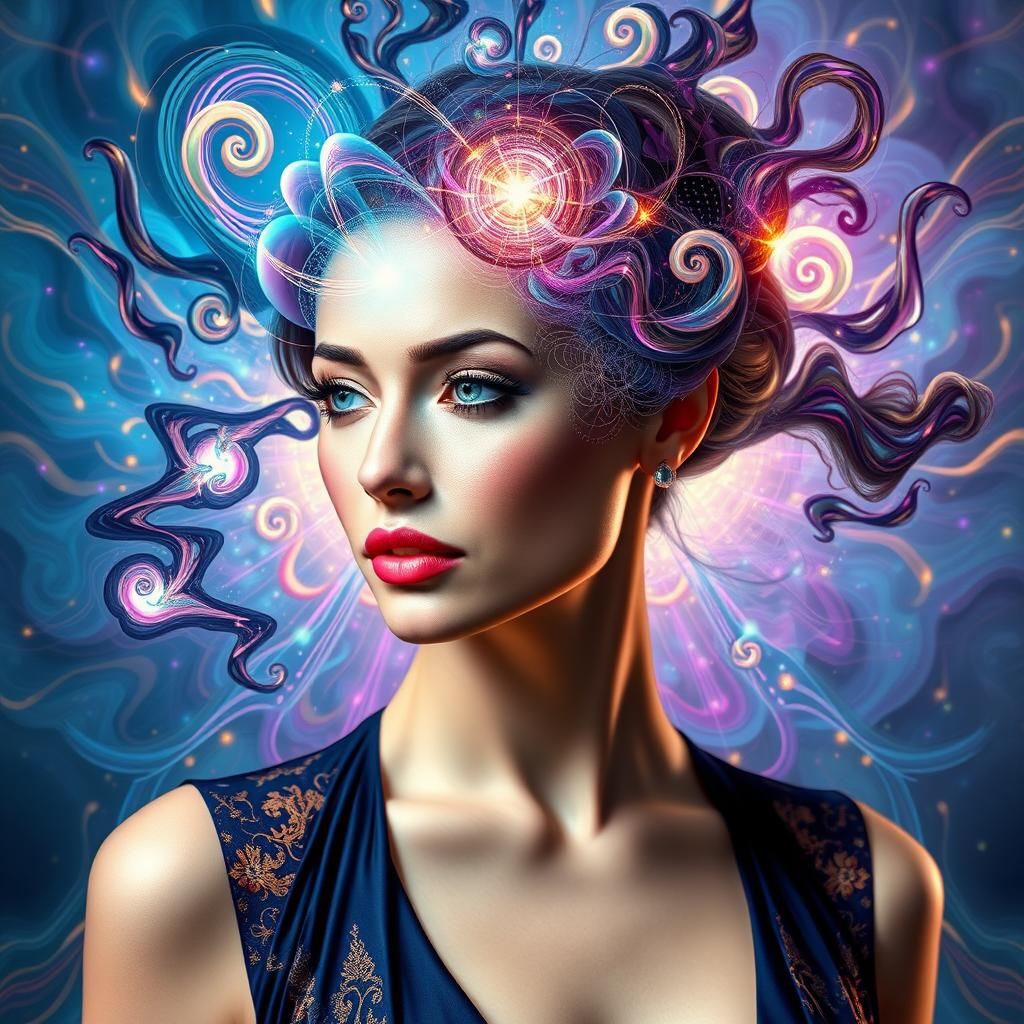 Abstract Portrait: Brain Blossoming into Iridescent Art