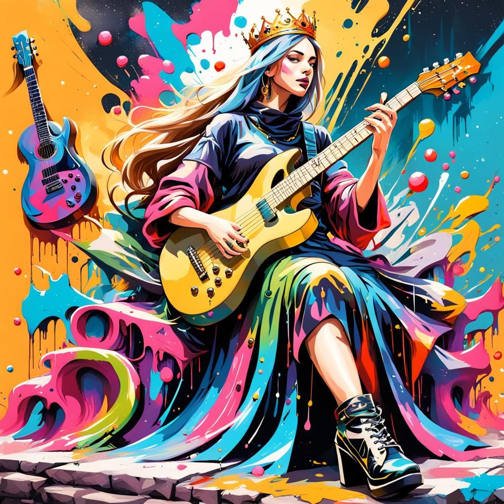 Fantasy Guitar Band: Graffiti Art Outdoors