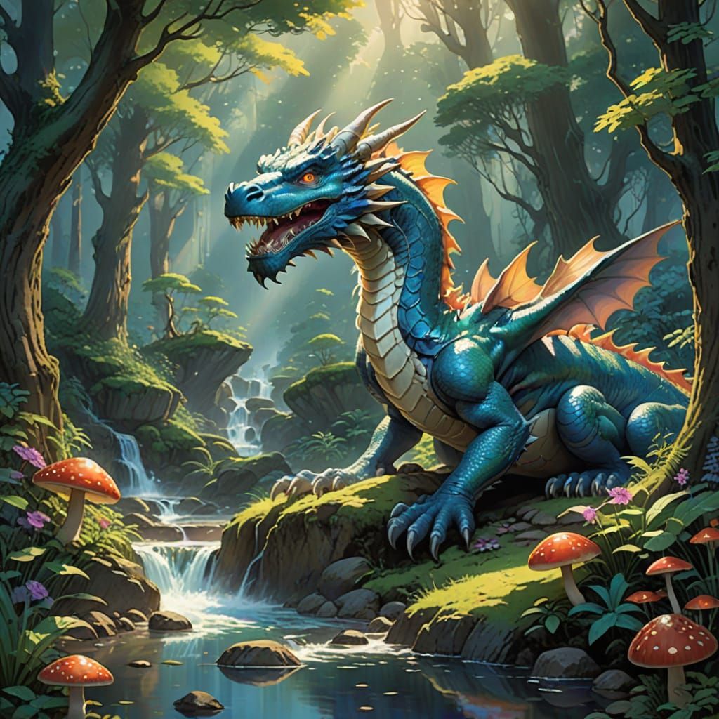 Chrome Dragon in Crystal Mushroom Forest