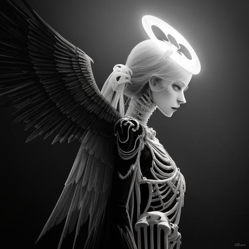 Ethereal Raven: Surrealist Photogram of Woman's Face