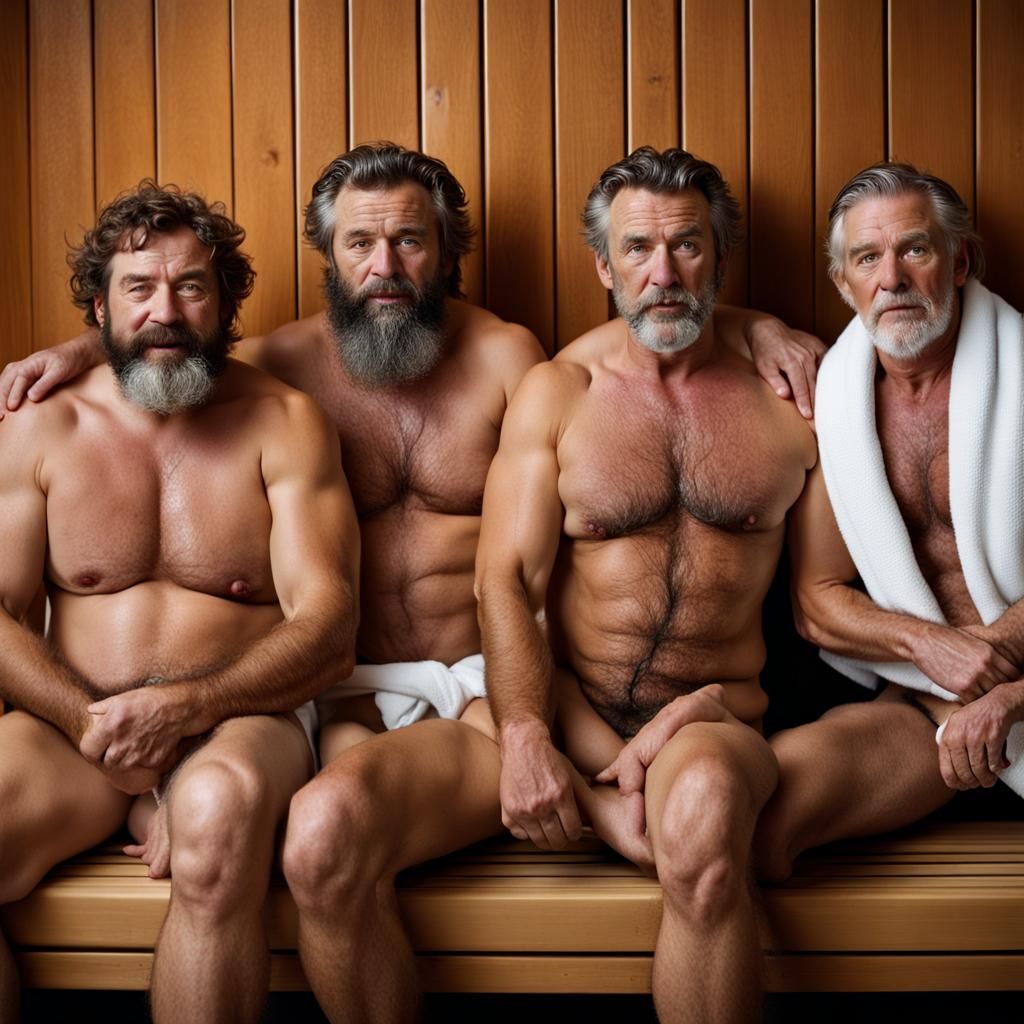 Friends Relaxing in Sauna: Professional Portrait