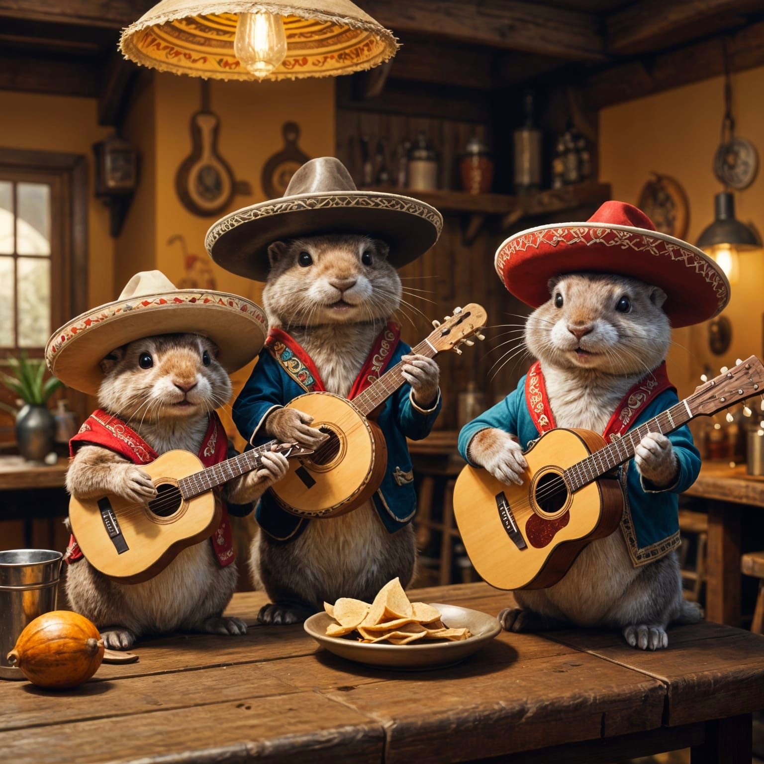 Mariachi Animals Play in Homely Tavern
