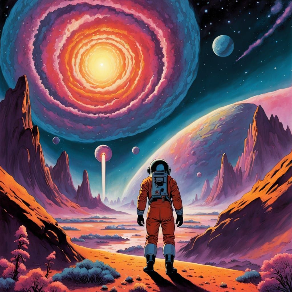 Ethereal Retro Sci-Fi Alien Landscape