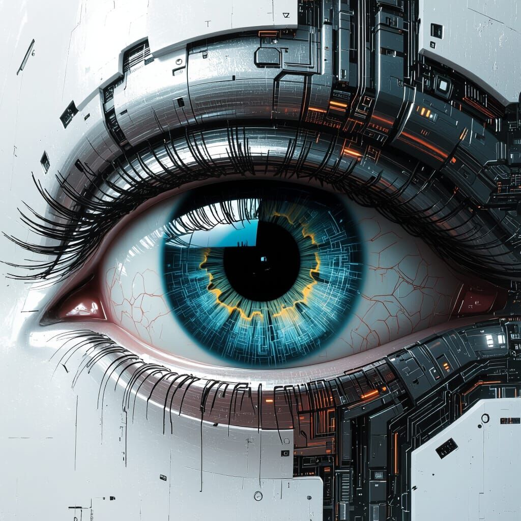 Biomechanical Eye Merging Organic and Industrial Aesthetics