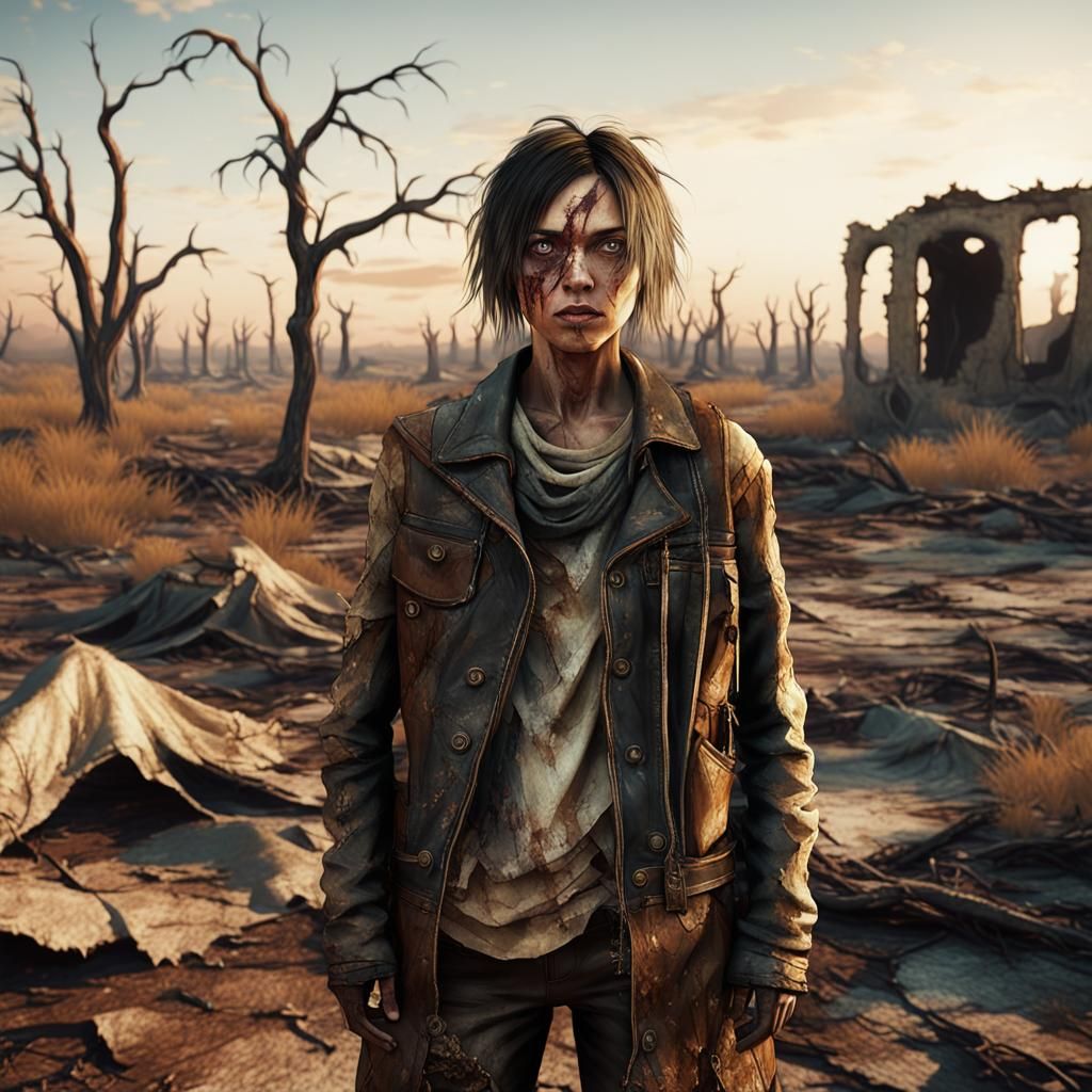Strong Female Survivor in a Post-Apocalyptic Wasteland