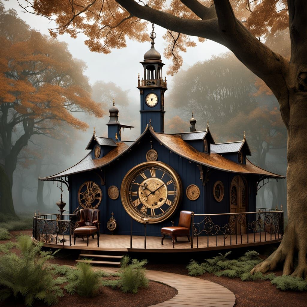 Steampunk Campsite in Moonlit Forest