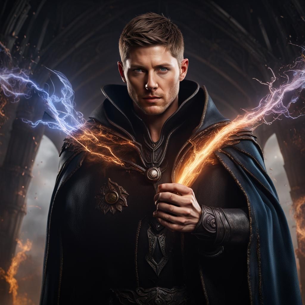 Jensen Ackles as a Dark Wizard, Hyperrealistic Art