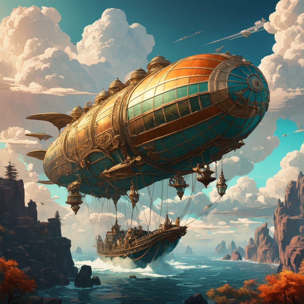 Majestic Airship Sets Sail into the Vortex