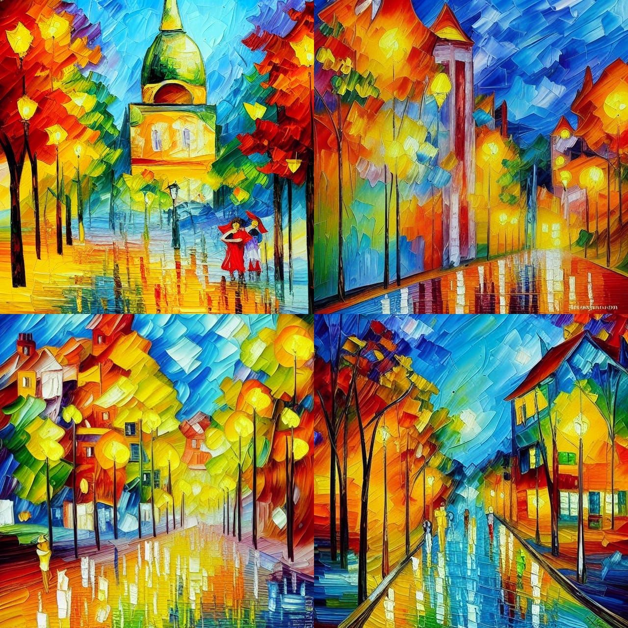 Fairy Town: Neo-Impressionist Oil Painting