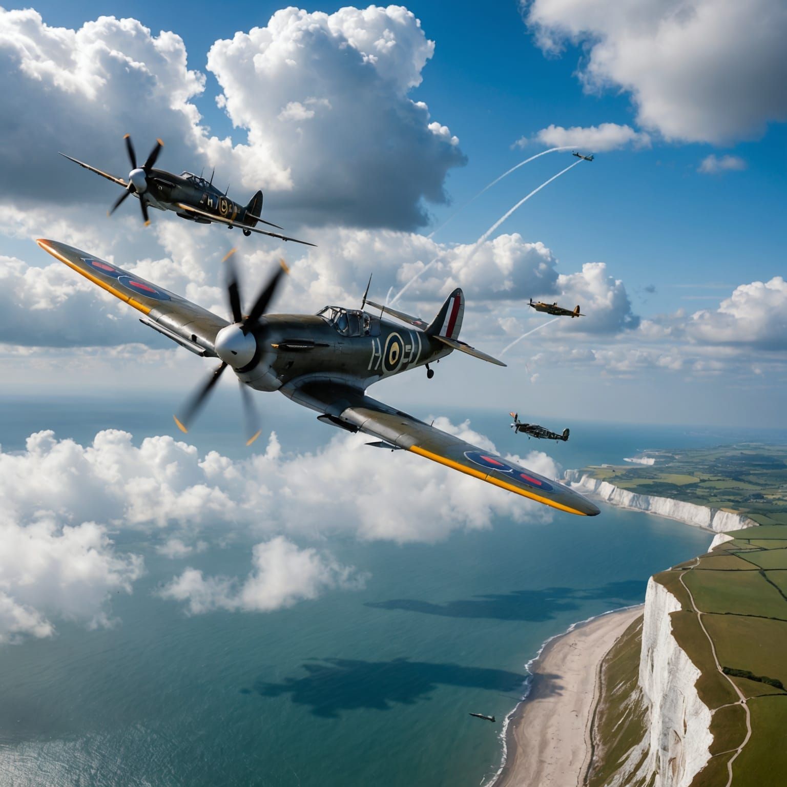 WWII Air Battle Over Dover in Cinematic Style