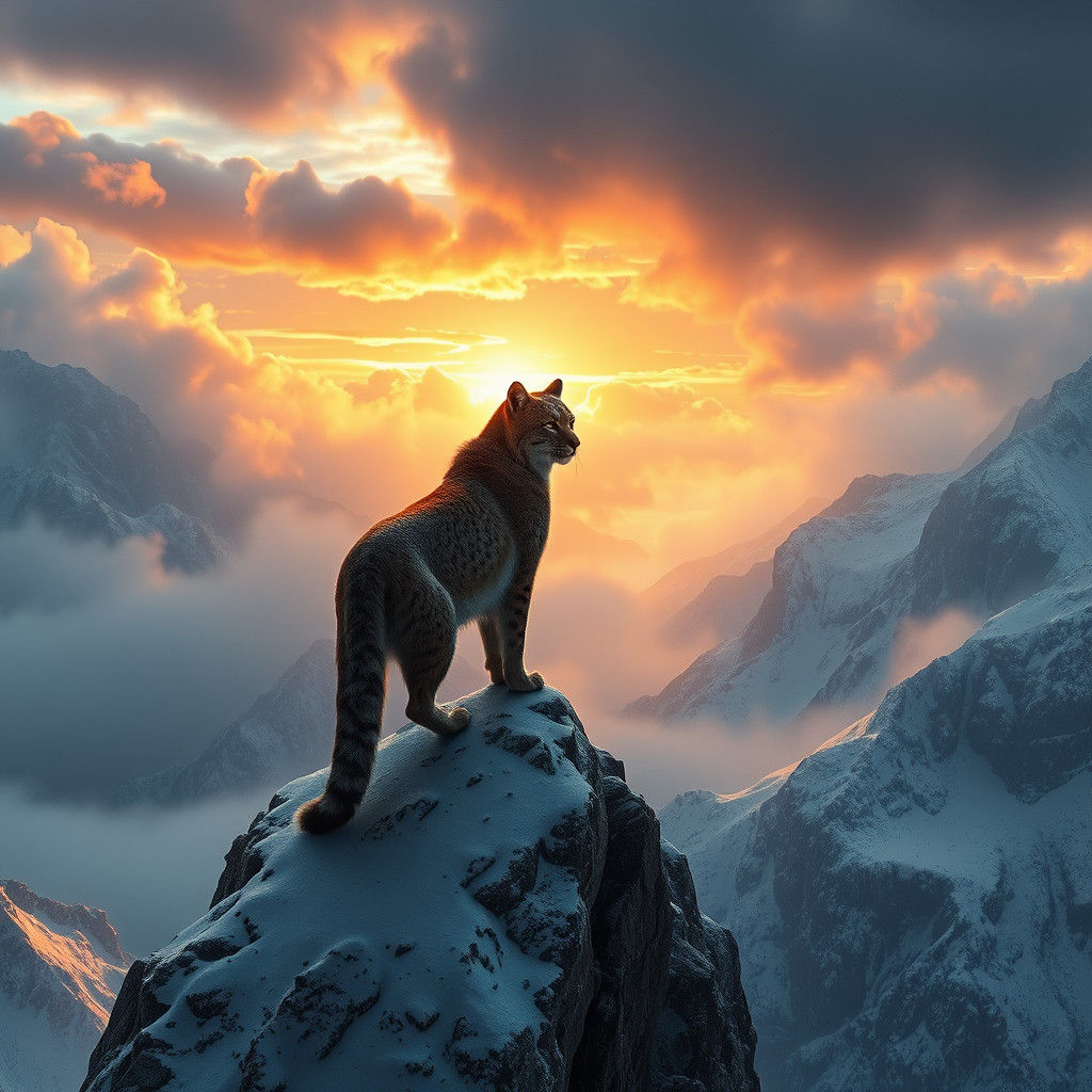 Bobcat in Blizzard at Sunrise: Atmospheric Concept Art