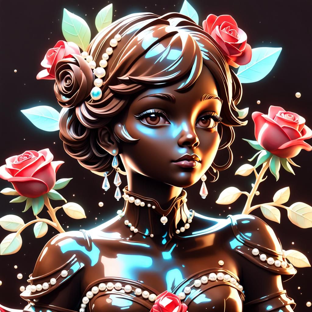 Delicious Chocolate Statue with Rose Frosting, 8K