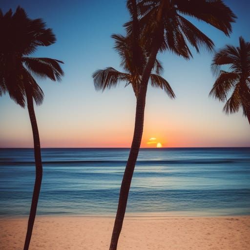 Sunset Palm Tree Island Photography