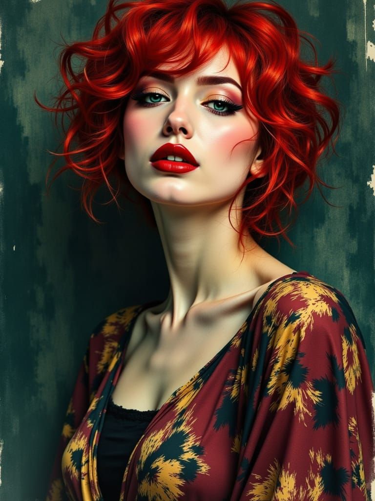 Expressive Portrait of a Young Woman in Vibrant Colors