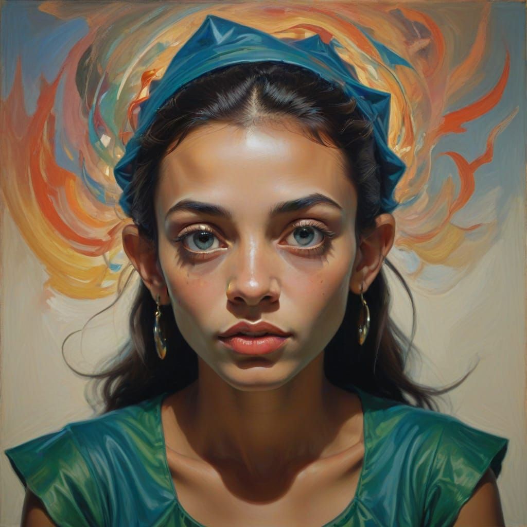 Ethereal Young Elf Woman in Vibrant Energy