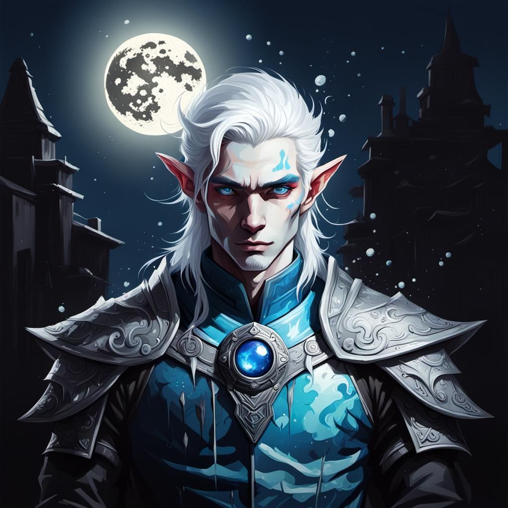 Striking Moon Elf in Graffiti Art Style