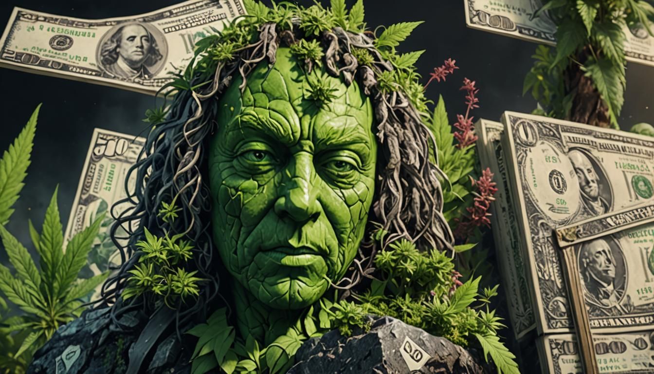Cannabis, Money and Granite in Detailed Matte Painting