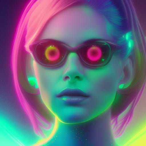 Cool Girl Portrait in 80s Synth Style