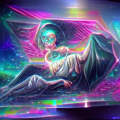 Astral Angel of Death: Cosmic Holographic Illustration