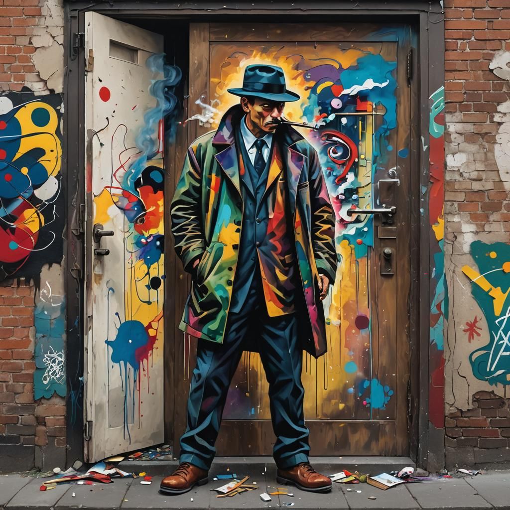 Gangster Smoking: Kandinsky-Inspired Graffiti Street Art