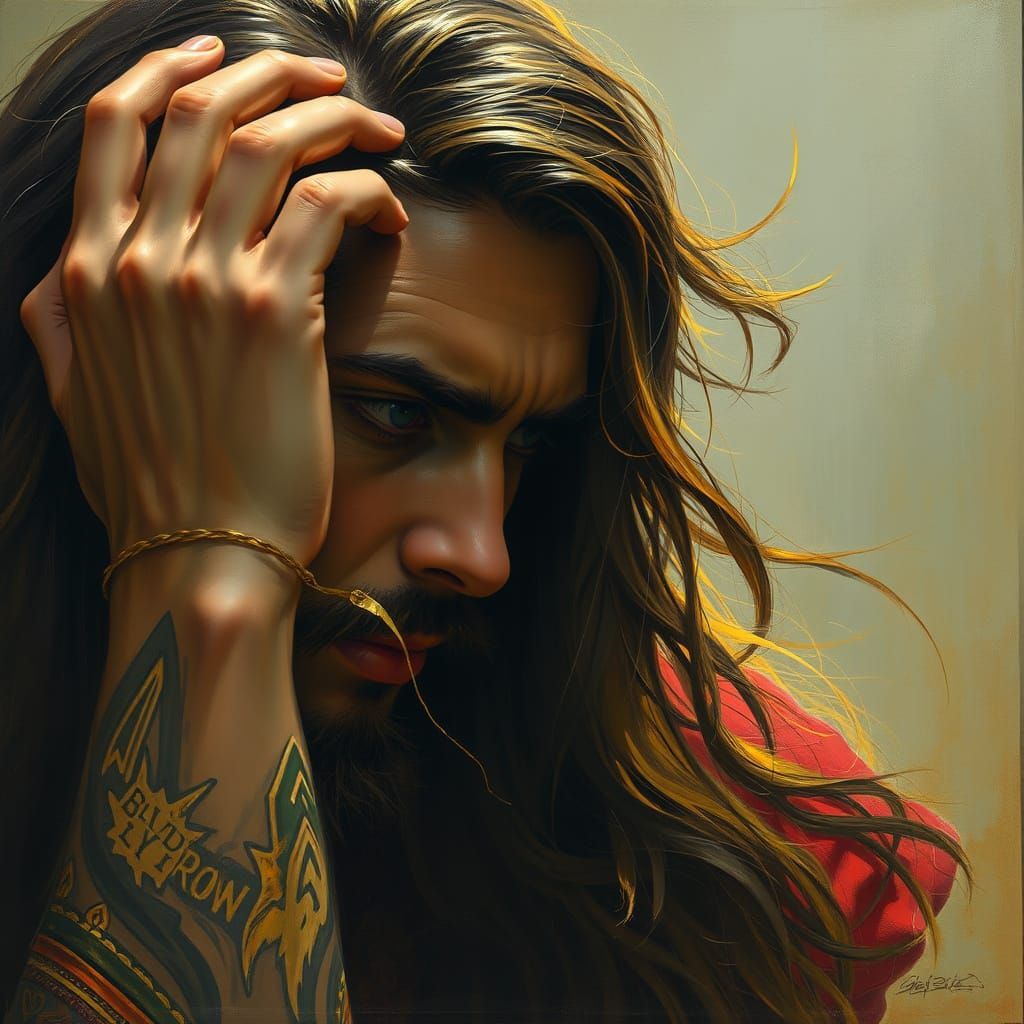 Emotional Portrait in Art Nouveau Style