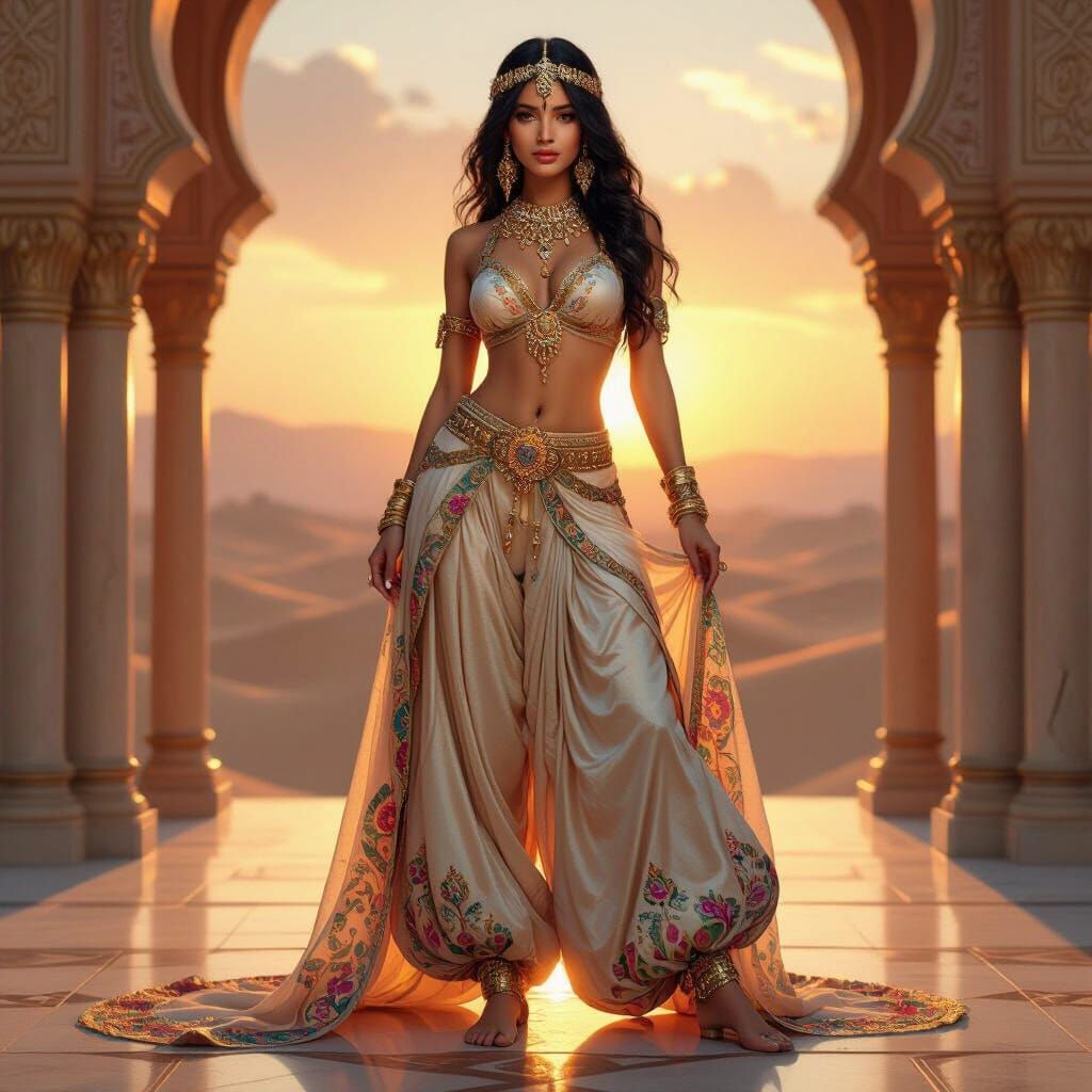 Regal Princess in Poofy Arabian Pants at Sunset Palace