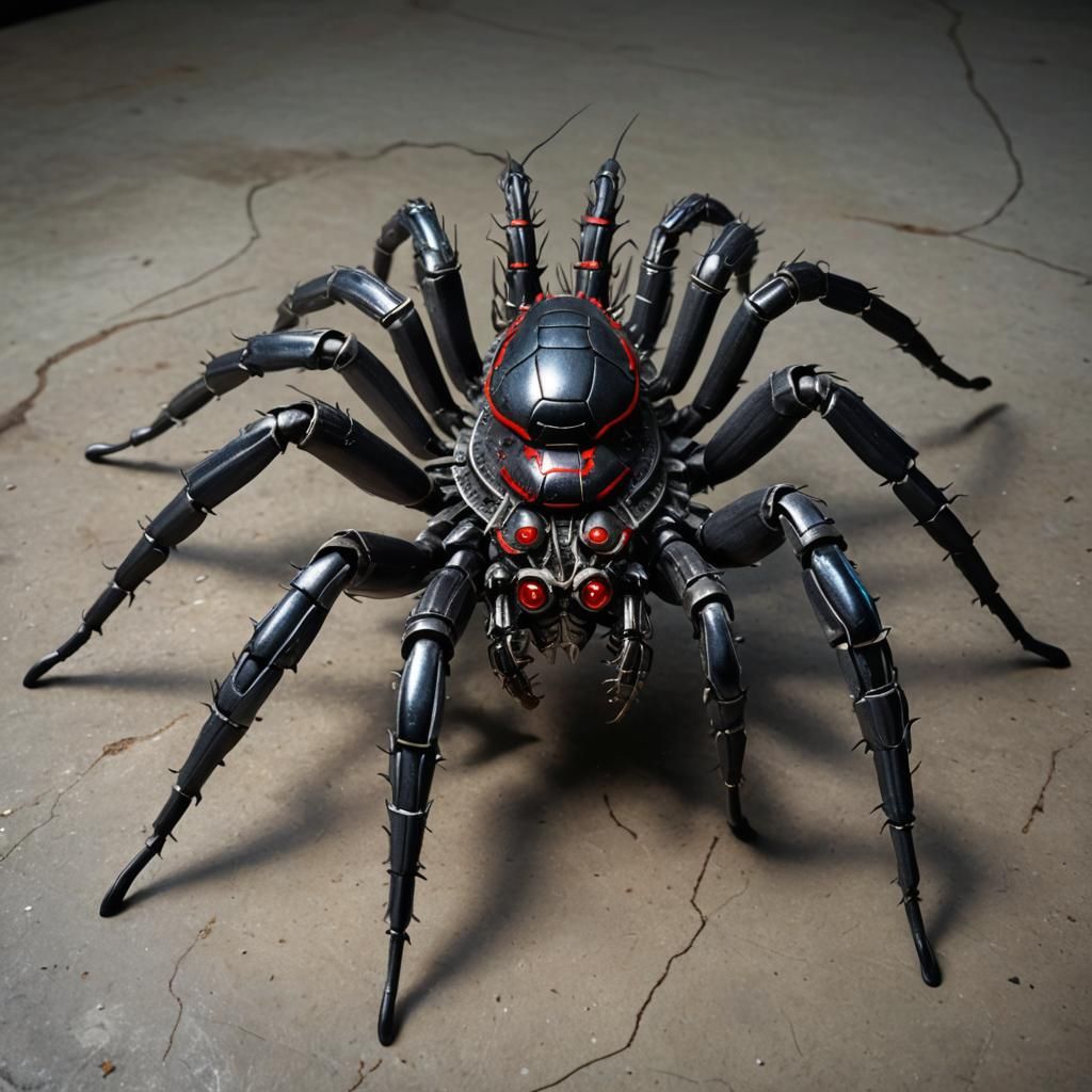 Mechanized Tarantula with Hydraulic Joints in Industrial Set...