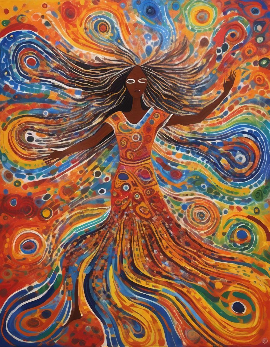 Wandjina Goddess in Indigenous Australian Art Style