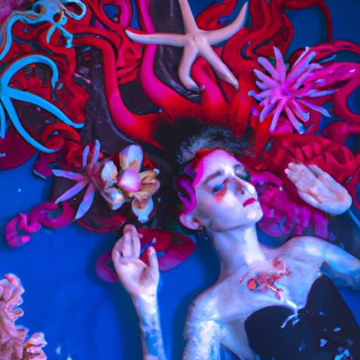 Romantic Vampire Squid Merman in Seapunk Style