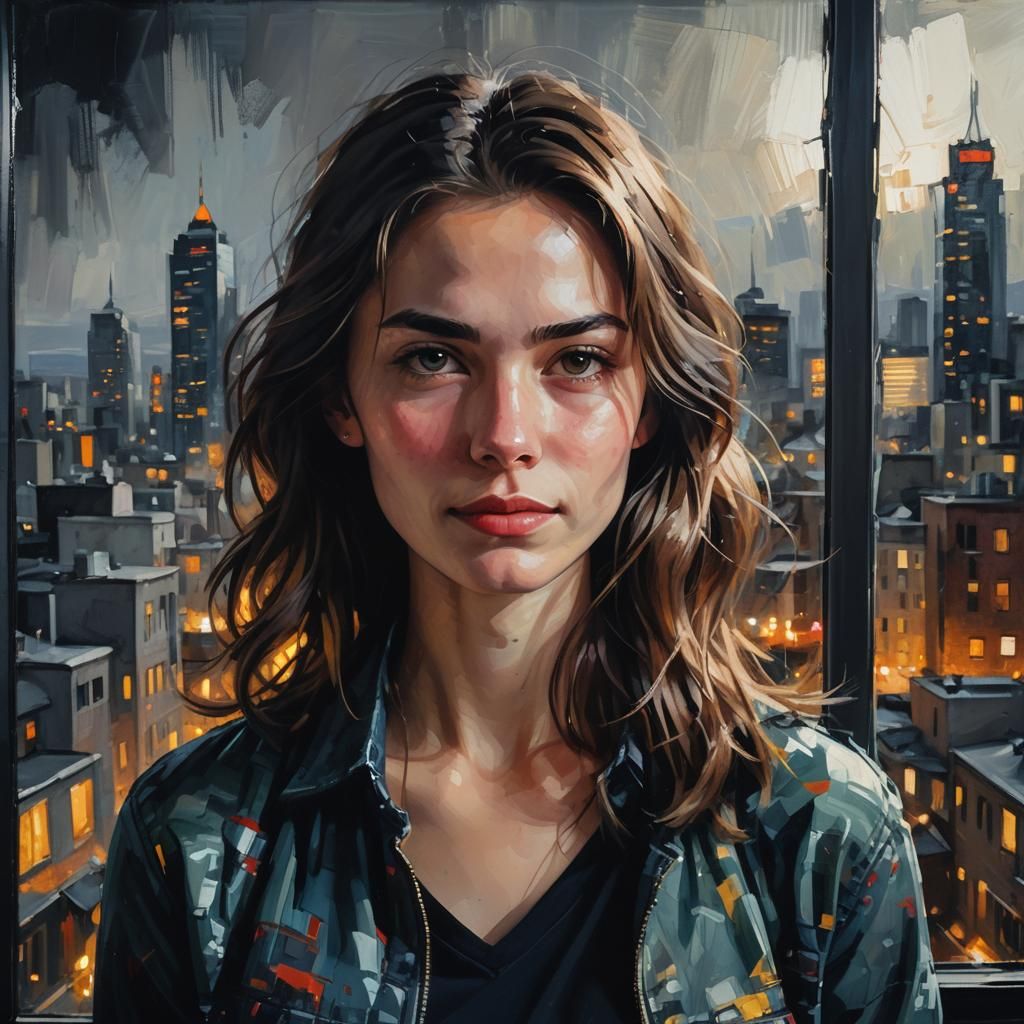 Confident Woman Portrait in a Dimly Lit Room