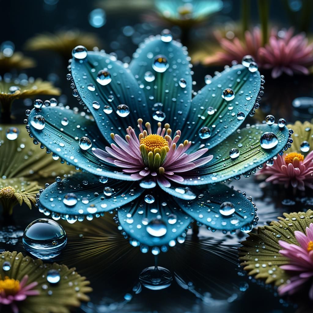 Bioluminescent Water Token in Diamond Drop, Hyperrealistic 3...