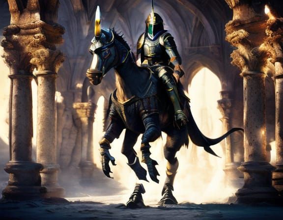 Knight Rides Velociraptor in Jousting Arena