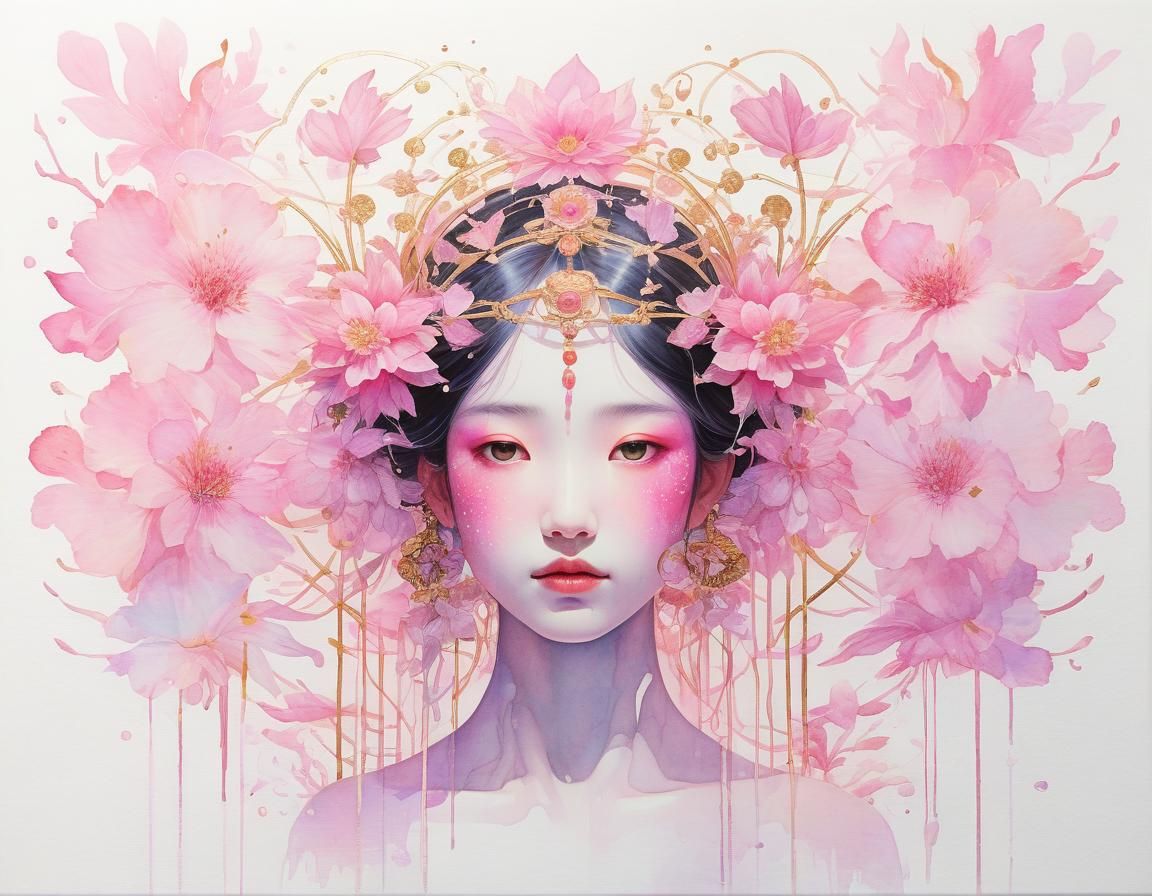 Ethereal Abstract Portrait with Floral Elements