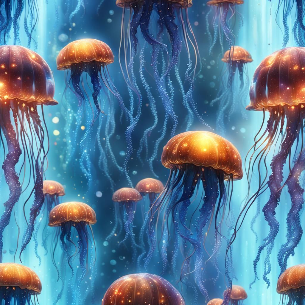 Hyperrealistic Blue Jellyfish in Splash Art Style