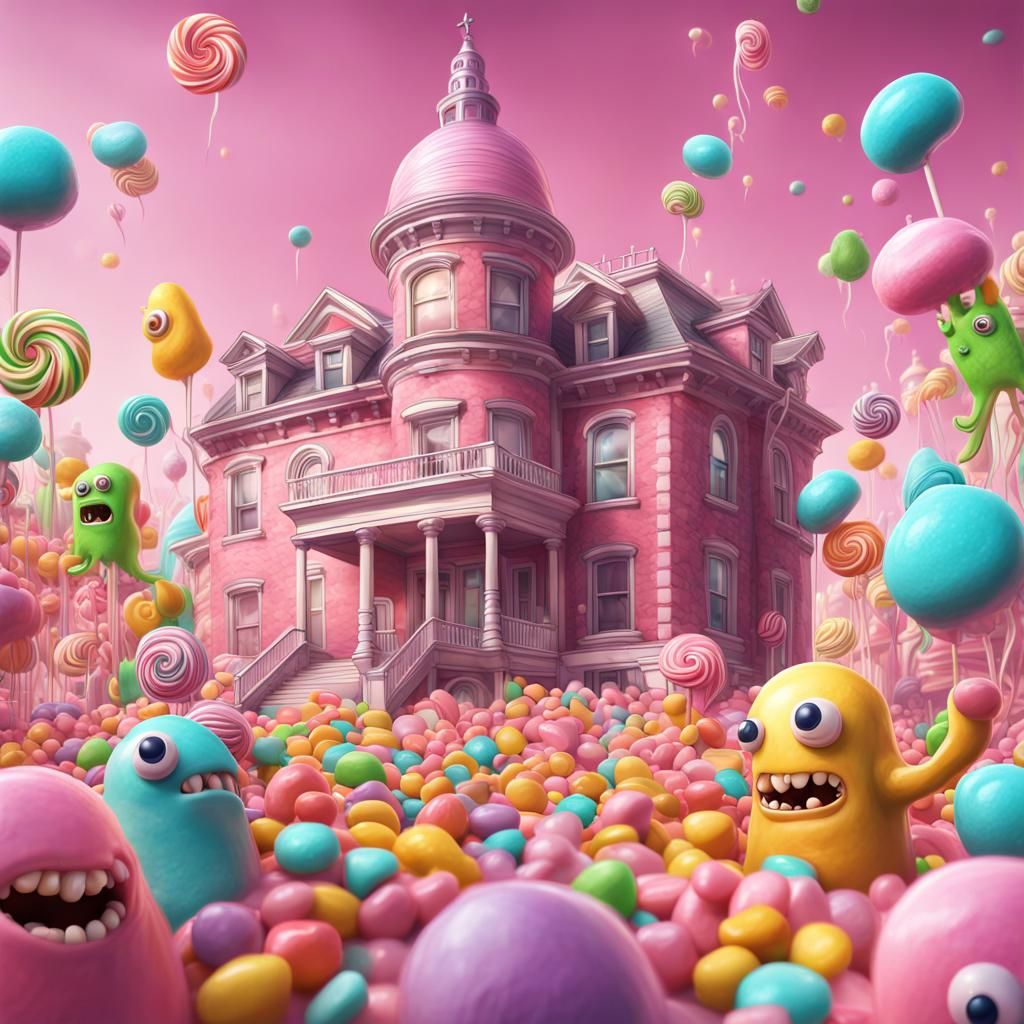 Candy Monsters Storm Pink Asylum in Candyland Art