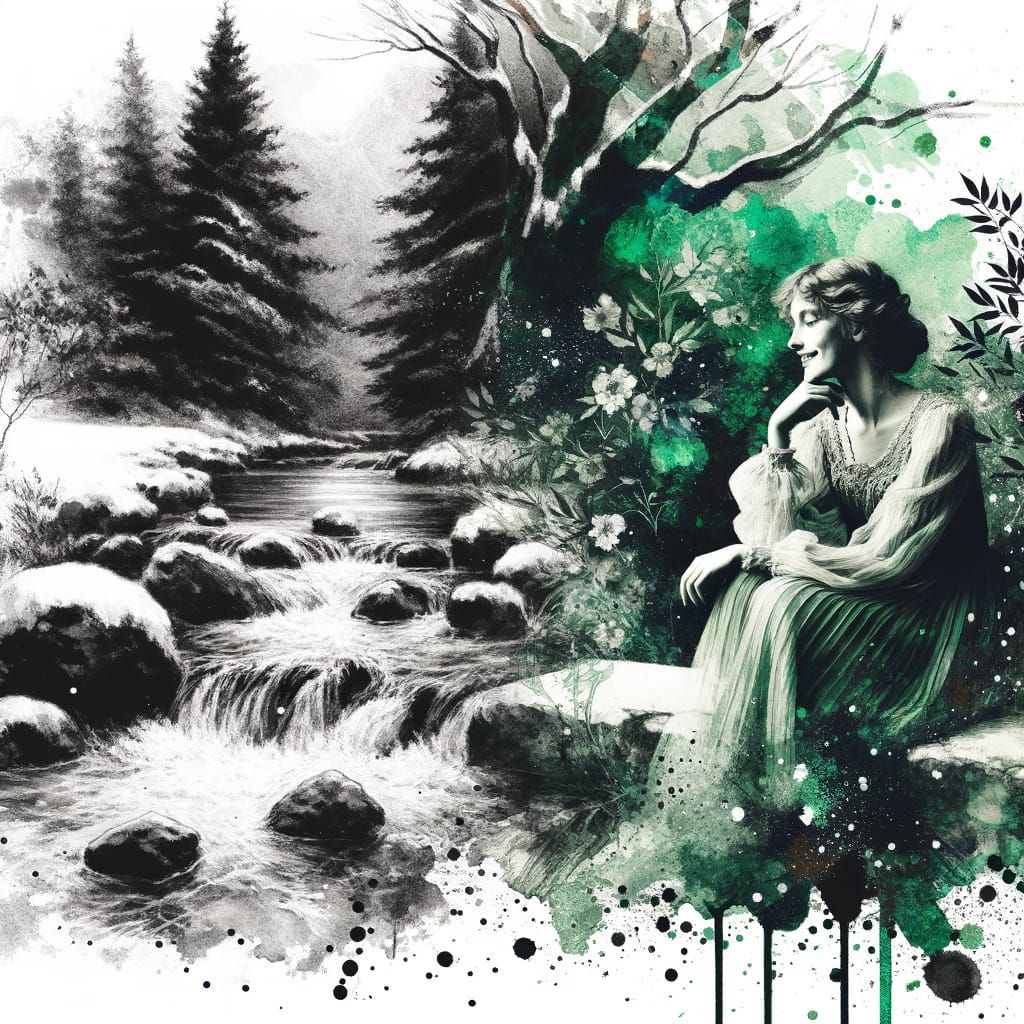 Norse Goddess Dreams in Charcoal Sketch Style