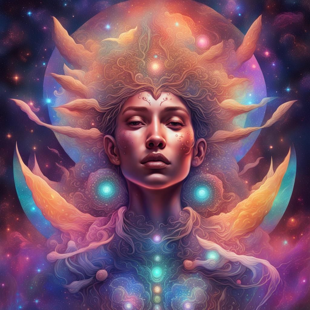 Holographic Astral Shield Illustration in Mixed Media