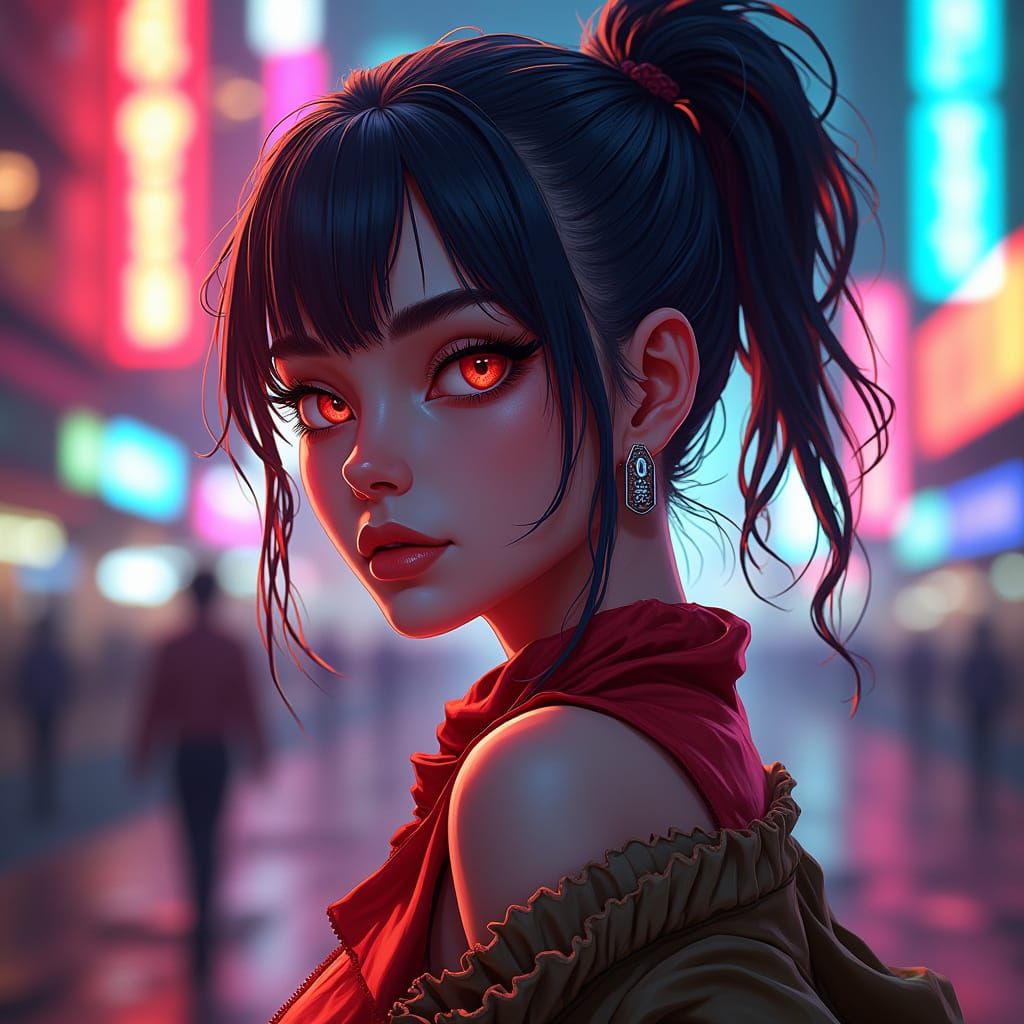 Confident Avant-Garde Cyberpunk Goddess