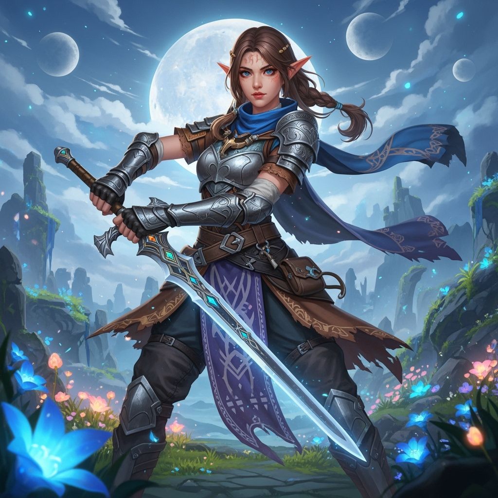 Half-Elf Warrior in a Fantastical Realm