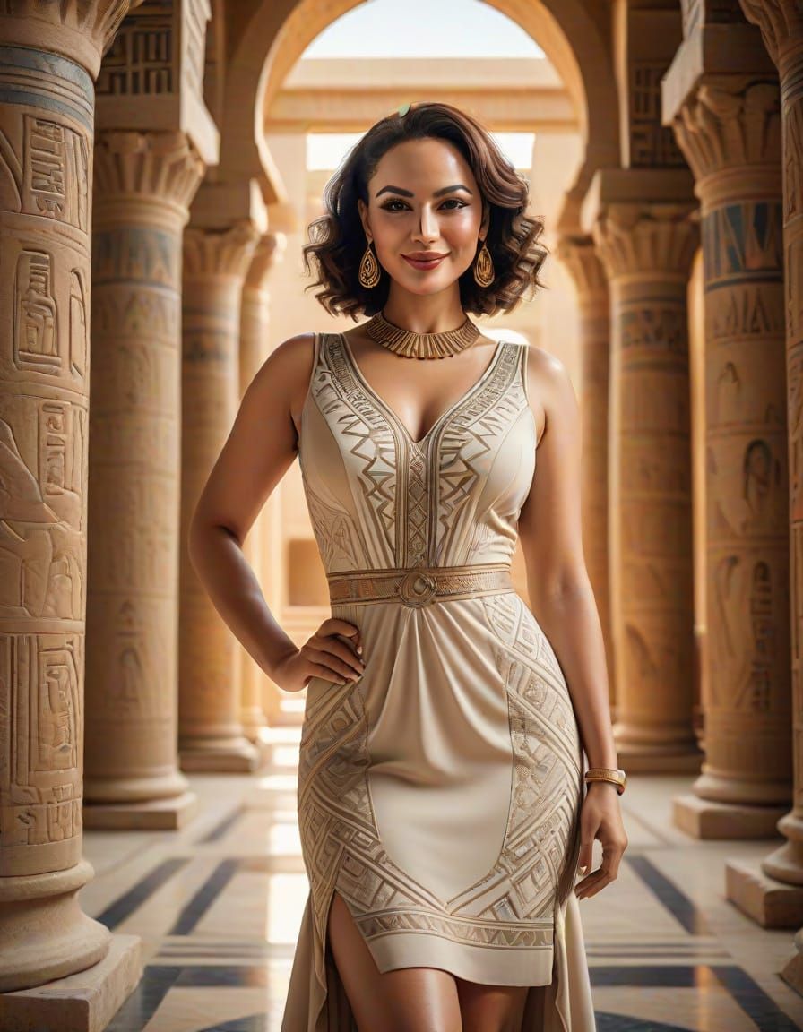 Elegant Egyptian Woman in Temple Portrait