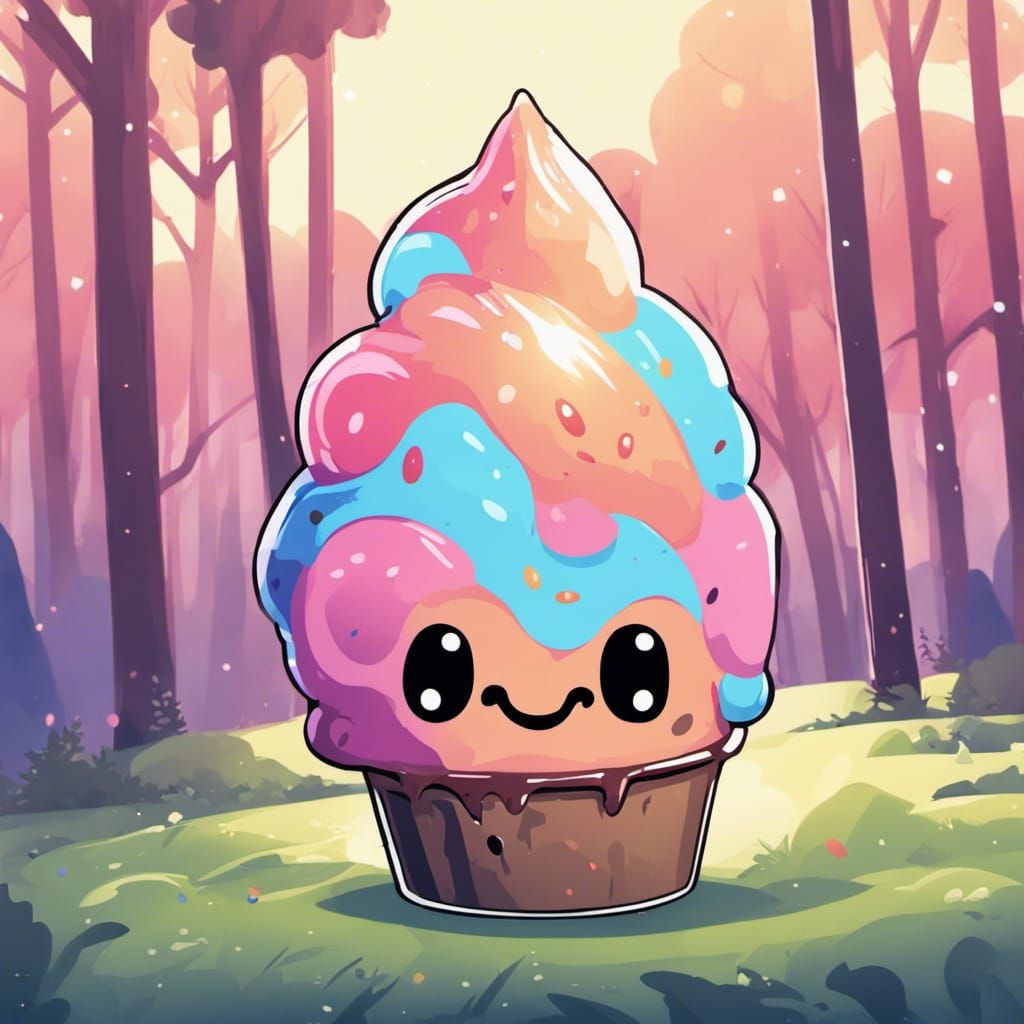 Adorable Rainbow Slime with Ice Cream Hat