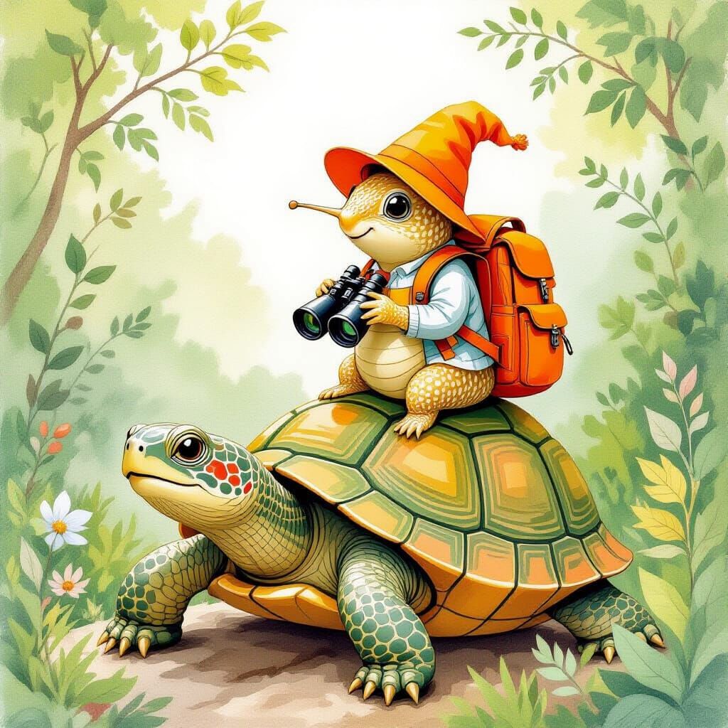 A curious snail, but fun and cute.