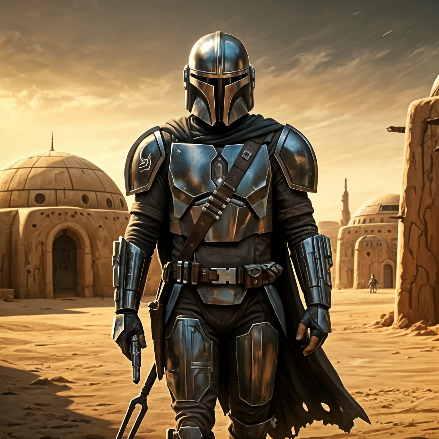 Mandalorian Warrior on Tatooine, Digital Matte Painting