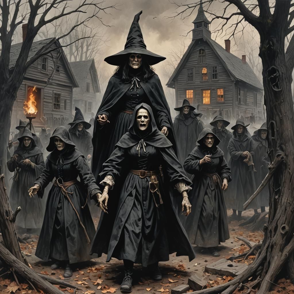 Sinister Puritan Horror Scene Inspired by Salem Witch Trials