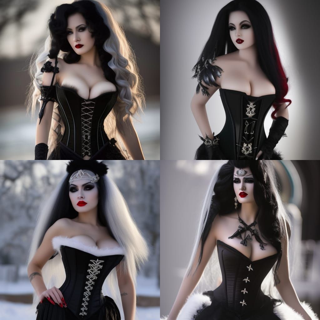 Fierce Vampire Woman with White Hair in Digital Art