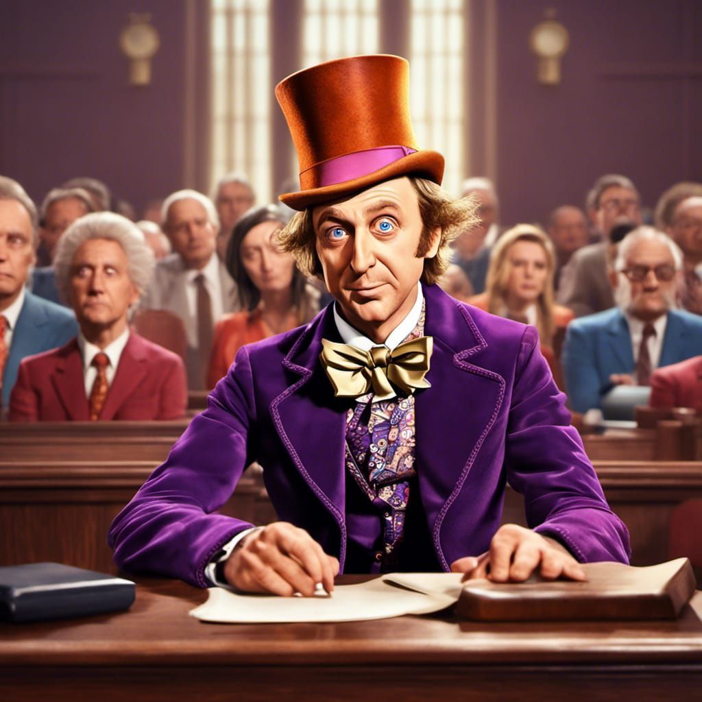 Willie Wonka in Courtroom Witness Stand: 3D Render