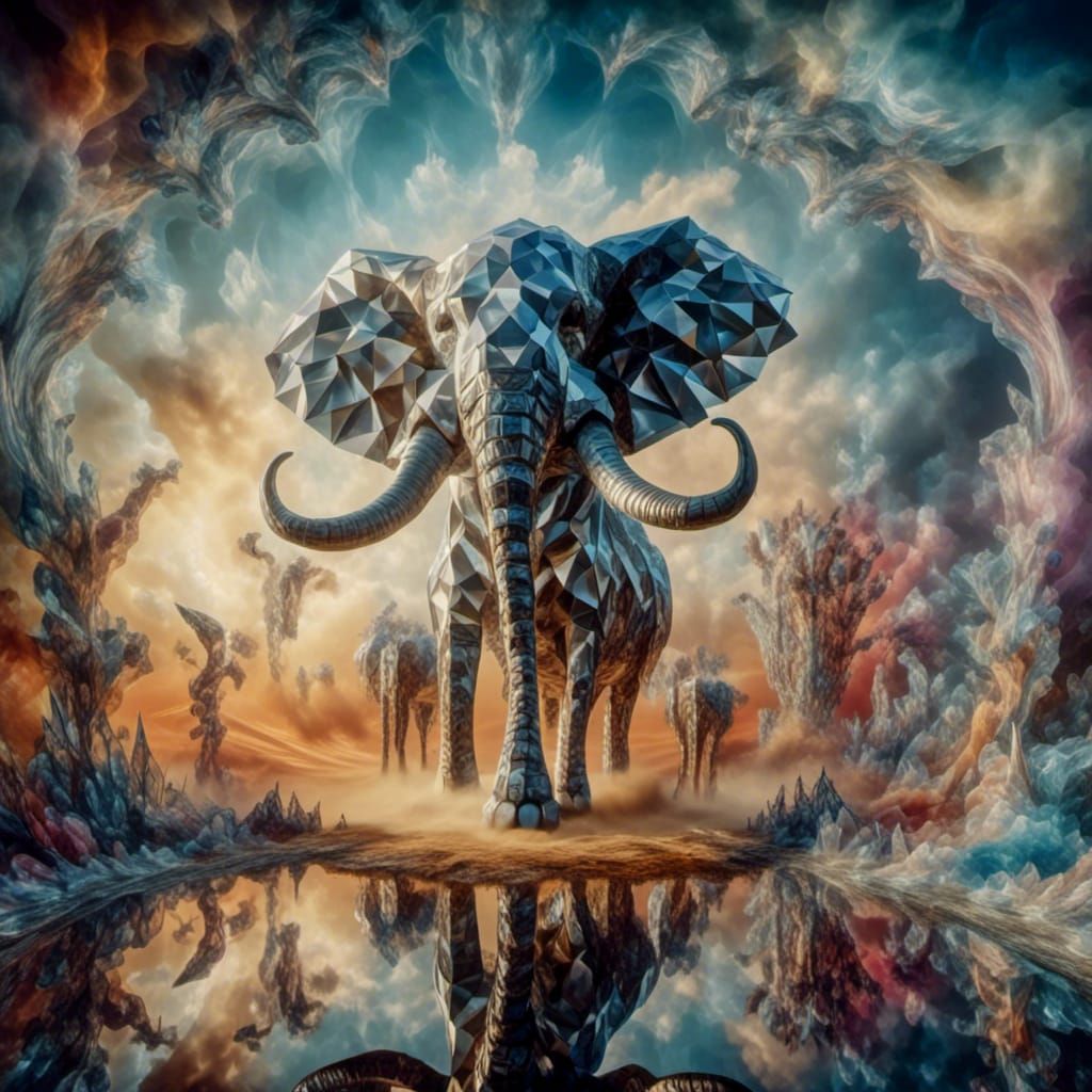 Surreal Landscape with Elastic Flora and Warped Sky